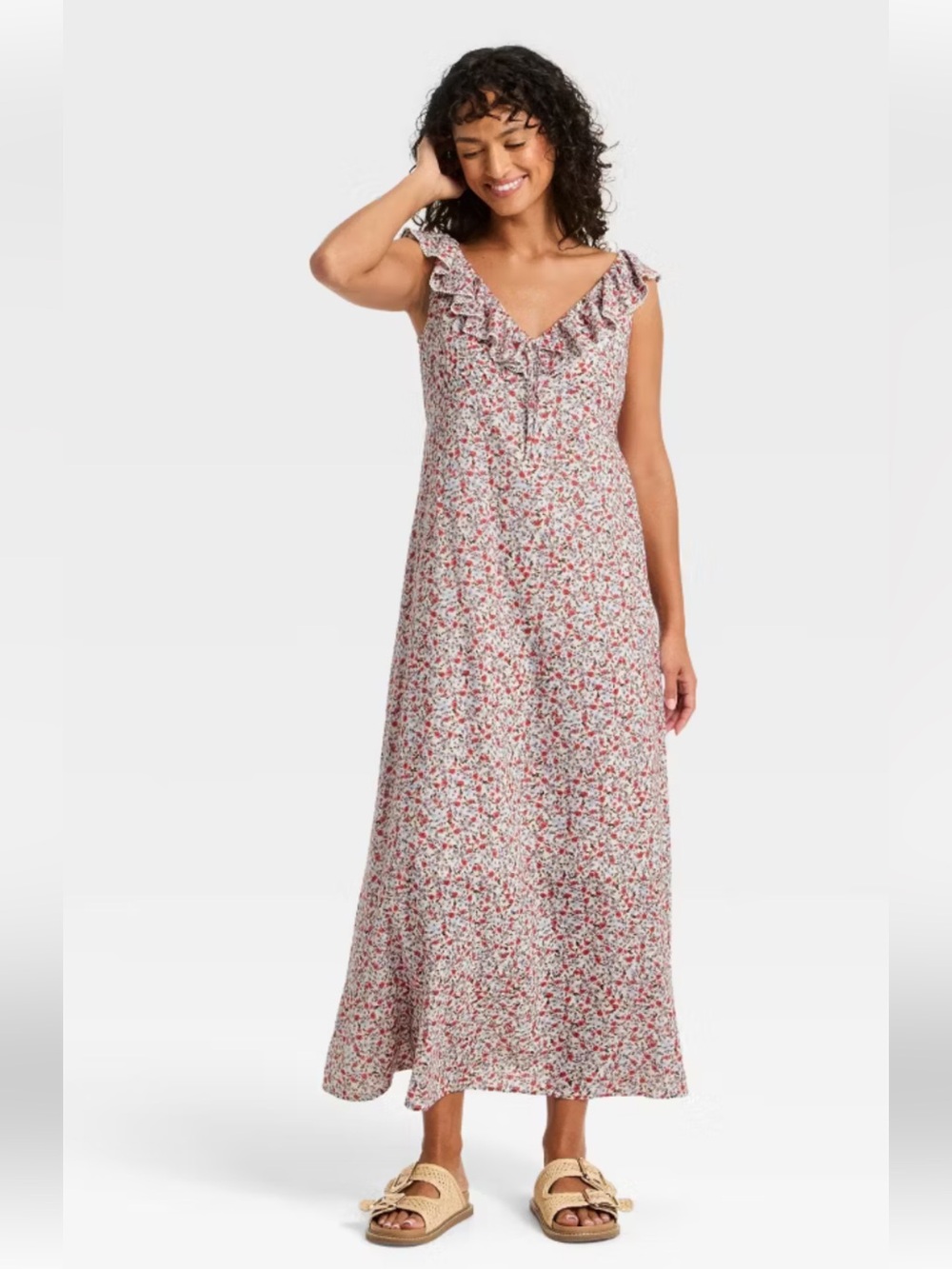 NWOT Universal Thread Floral Ruffle Sleeves Maxi Sundress Size Small